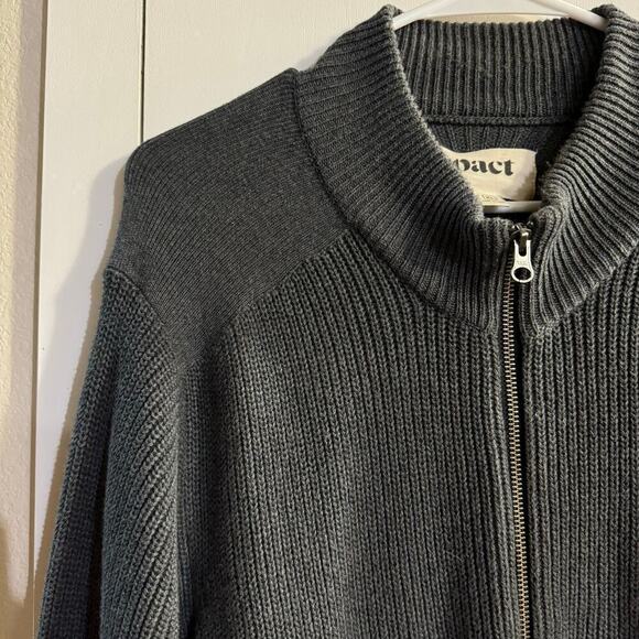 Pact Organic Cotton Double Knit Modern Full Zip Sweater Gray Size XL - Picture 4 of 8